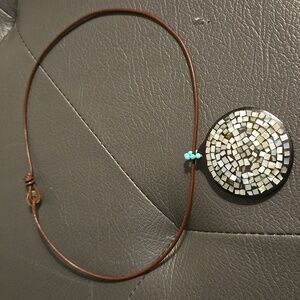 Necklace with leather cord